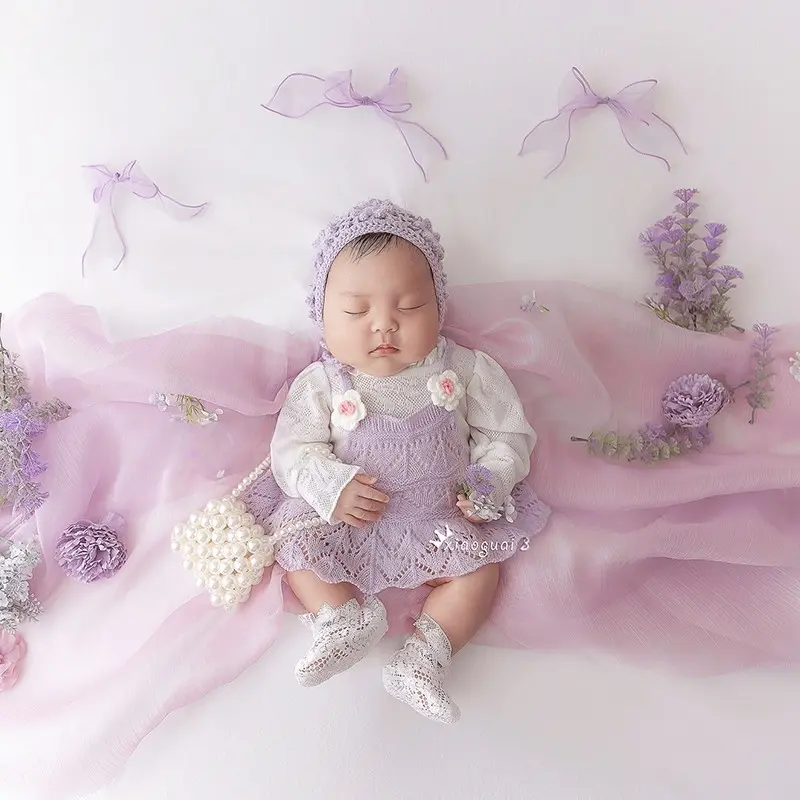 Girl Purple Floral Theme Set - Newborn Photography Props